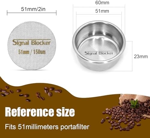 51mm Portafilter Basket Espresso Filter : 2 Cup Coffee Filter Basket Fits Breville and Most 51mm Portafilter - 304 Stainless Steel | Espresso Machine Accessories Bundle Including 51mm Puck Screen