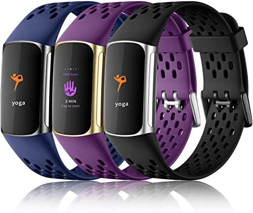 Maledan Compatible with Fitbit Charge 5/ Fitbit Charge 6 Bands Women Men, Breathable Sport Band Soft Waterproof Replacement Wristbands Strap for Fitbit Charge 5/ Charge 6 Advanced Fitness Tracker