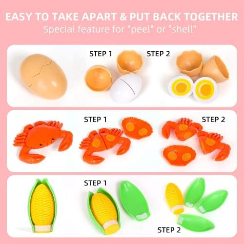 67Pc Pretend Play Food Sets for Kids Kitchen, Pizza Toy Food & Cutting Fake Food - Fruits & Vegetables, Play Kitchen Toys Accessories, Pretend Food Toys for Toddlers Boys Girls Birthday Gift