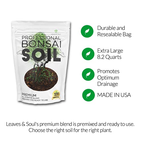 Large Bonsai Soil Premium All Purpose Blend | Pre-Mixed Ready to Use for Plant Support and Fast Drainage | Lava, Limestone Pearock, Calcined Clay and Pinebark | Extra Large 8.2 Quarts | Made in USA