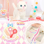 Tagitary Plush Toys Electronic Toy Cat That Walking and Meowing,Tail Wagging Interactive Toy Cat for Kids with Leash,Easter Christmas Birthday Gift for Toddlers Kids