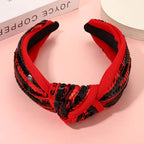 Game Day Knotted Headband Sequin Beaded Football Headband Game Day Sports Wide Top Knot Head Band Hair Accessories Gift