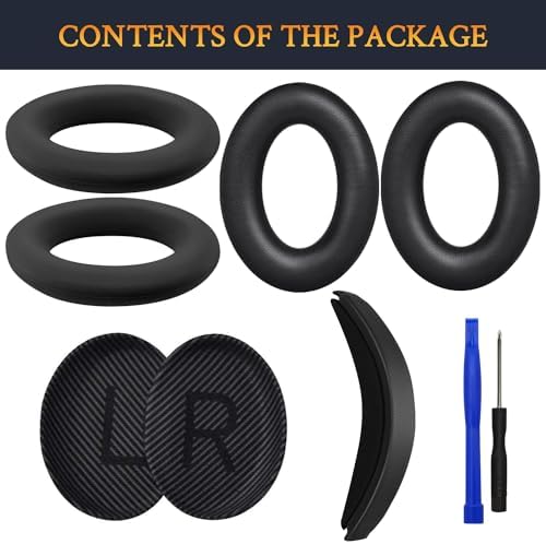 SOULWIT Ear Pads Cushions + Headband + Silicone Earpads Cover Protector, Replacement Kit for Bose QuietComfort 35 QC35, QC35 ii Over-Ear Headphones - Black