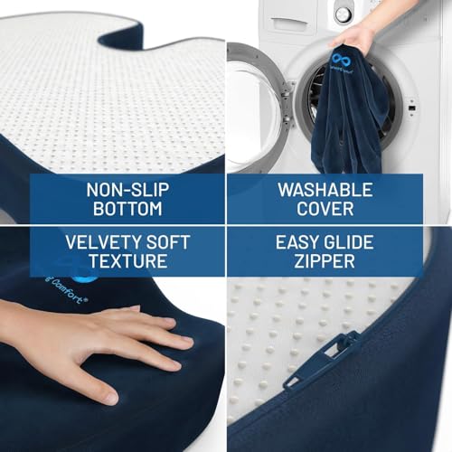 Everlasting Comfort Memory Foam Seat Cushions for Office Chairs - Sciatica & Tailbone Pain Relief Cushion - Car Seat & Office Chair Cushion - Ergonomic Office Desk Accessories for Comfort