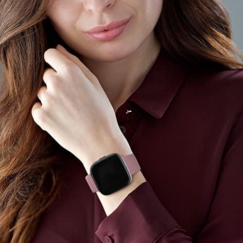 4 Pack Silicone Bands Compatible with Fitbit Versa 2 / Versa/Versa Lite/Versa SE, Classic Soft Straps Replacement Sport Wristbands for Women Men