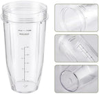5-piece Blender Replacement Parts 24oz Ninja Blender Cups with To-Go Lids, 7 Fins Extractor Blade Compatible with Nutri Ninja Auto iQ Blenders BL2012 BN801 BL480 BL682 BL642