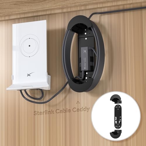 XLTTYWL Starlink Ethernet Cable Caddy, Starlink Mounting Kit ABS Stability Starlink Gen 3 Cable Management Accessories for StarLink Cable and Starlink V2 Ethernet Adapter(Black)