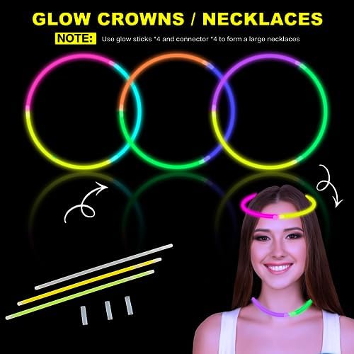 20 Pack Valentines Day Glow Heart Glasses Party Favor Supplies with 80 Glow Sticks & Connectors (for 20 Neon Glasses, 40 Bracelets or 13 Necklaces), Glow in Dark Accessories for Wedding Dance Camping