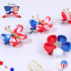 10PCS 4th of July Mini Butterfly Hair Clips, Oaoleer 2" Hair Bow Blue White Red Butterfly American Flag girl Hair Accessories for Baby Girls Women Independence Day
