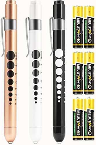 MEUUT 3 Pack Pen Lights for Nurses with 6 Batteries – Medical Penlights Nurse Accessories for Work, Perfect Nursing Student Essentials Medical Supplies for Nurses Doctors EMT Trauma