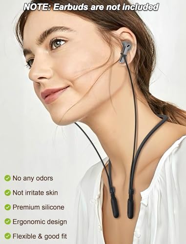 for Galaxy Buds 3 & Galaxy Buds 3 Pro Strap Neckband, Anti-Lost Earbuds Accessories, Support Volume Control, Ergonomic Design, Comfortable Fit, Black Band/Black Tip