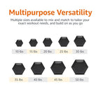 Amazon Basics Rubber Hex Dumbbell Hand Weight, 10 pound, Single, Black