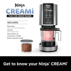 Ninja NC301 CREAMi Ice Cream Maker, for Gelato, Mix-ins, Milkshakes, Sorbet, Smoothie Bowls & More, 7 One-Touch Programs, with (2) Pint Containers & Lids, Compact Size, Perfect for Kids, Silver