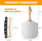Pizza Oven Accessories Kit w/ 12 inch Pizza Peel, Pizza Oven Brush & Stone Scraper, 14 inch Pizza Cutter Rocker Blade - Tools & Supplies Set - Compatible with Outdoor Ooni, Gozney, Ninja, Solo Ovens