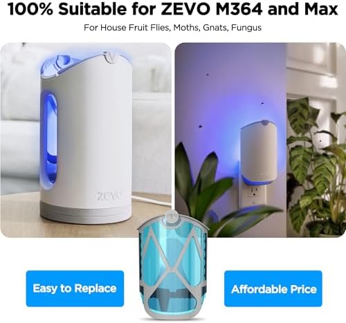 8 Pack Refill Cartridge Kit Replacement Compatible with ZEVO M364 and ZEVO Max Plug-in Light Flying Insect Trap Refill for Indoors Refill Replacement Sticky Pads for Bug Catcher