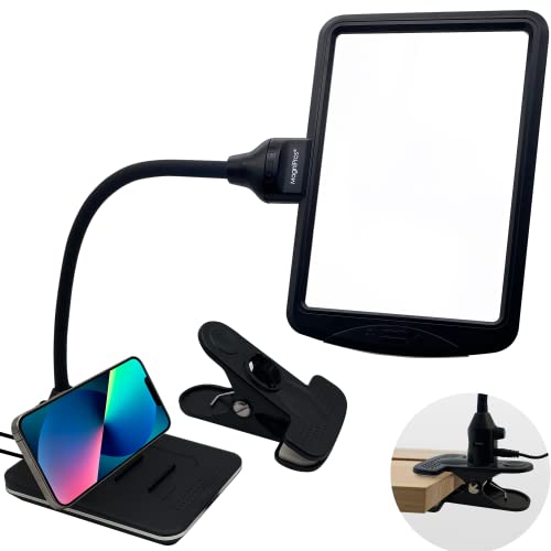 MagniPros See Things Differently 4X Magnifying Desk Lamp with Detachable Clamp, Magnifying Glass with Stepless Dimming, Extra Large Viewing Area for Reading, Painting, Sewing, Crafts & Close Work