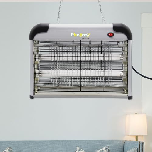 Phosooy Electric Bug Zapper, 2800V High Grid Indoor Mosquito Killer with 20W Lamps, Plug-in Hanging Insect Trap for Mosquitoes, Moths, Gnats, Flies and Flying Insects Indoor Use