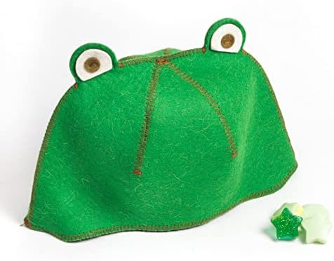 Traditional Sauna Hat - Sheep's Wool Felt Sauna Hats - The Main Russian Banya Accessories - Finnish Sauna Hat for Men and Women - Head Protection from Hot Steam - Frog Shape Spa Hat