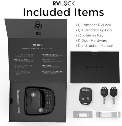 RVLOCK Compact RV Lock Keyless Entry with Remote, Secure Camper Latch Replacement, Durable RV Door Lock Replacement for Trailers with Patented Security Technology