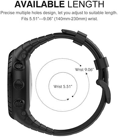 MoKo Suunto Core Watch Band, Classic Replacement Soft Wrist Band Strap with Metal Clasp for Suunto Core Smart Watch, Fits 5.51"-9.06" (140mm-230mm) Wrist, All Black