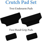 SPRING SEAON Crutches Padding Ice Silk Waffle Pattern Universal Crutch Pads for Armpits and Hand Grips Pads for Crutches Underarm Crutch Cushions Crutch Covers Pillows Crutch Accessories (Black)