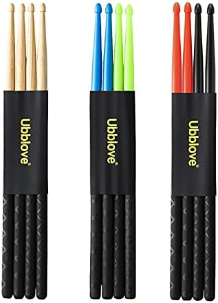 Nylon Drumsticks 2 pairs with ANTI-SLIP Handles for Drum,Exercise Plastic Drum Sticks,Attractive,Light and Durable Sticks for Drums,Musical Instrument Percussion Accessories (Black and Red)
