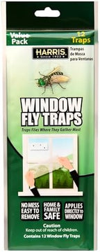 Harris Indoor Window Fly Trap, 12 Pack Clear Sticky Strips Kills Flies