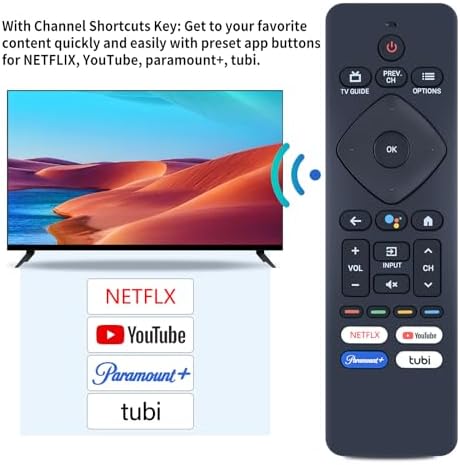 PZL New Voice RF439A-V06 RF439AV06 URMT26CND001 Replacement Remote Control for Philips LED 4K Android Smart TV 43PFL5766/F7D 55PFL5766/F7D 55PFL5766/F7E 65PFL5766/F7D 50PFL5766/F7D 55PUL7472/F7