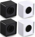 4 Pcs Microphone Flag Station Portable Square Cube Shaped Mic Flags ABS Foam Microphone Flag Microphone Accessories for Interview KTV Reporter Host (White, Black)