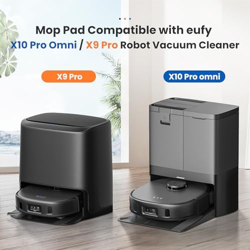 8 Pack Mop Pads Compatible with eufy X10 Pro Omni / X9 Pro Robot Vacuum Cleaner, Spin Cleaning Pads Replacement Accessories Set