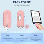 RF Remote Control Page Turner for Kindle Paperwhite,Kindle Accessories Remote Photo and Video for E-Book iPhone iPad Android Tablets Reading Novels Comics Remote Control Extenders(Pink)
