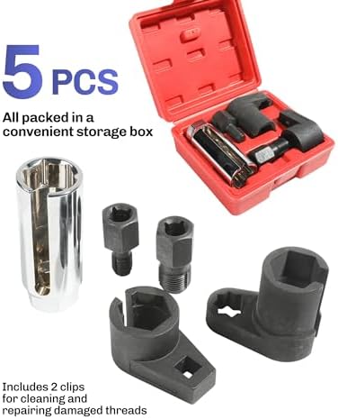 O2 Sensor Socket,Automotive Tool Oxygen Sensor Socket Set Wrench Remover Tool and Thread Chaser Set,Car Accessories O2 Oxygen Sensor Socket Set for Removing and Install Oxygen Sensors