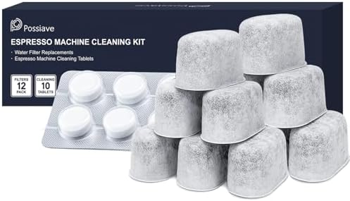 Espresso Machine Cleaning Tablets and Filters for Breville Espresso Machines (10 Tablets + 12 Filters) - 2 Gram Cleaning Tablets & Replacement Water Filter - Espresso Cleaner Accessories