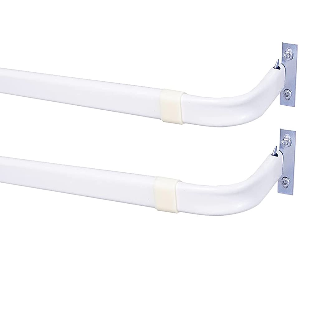 Heavy Duty Single Rod,Lock Seam Curtain Rod 28 to 48-Inch Adjustable Width, 2 1/2-Inch Projection，Hardware Included,White(Pack of 2)