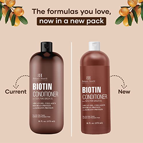 Botanic Hearth Biotin Conditioner with Ginger Oil & Keratin | For Hair Growth |With Turmeric Extract, Argan Oil, Tea Tree Oil & Vitamin E | Sulphate & Paraben Free | 16 fl oz