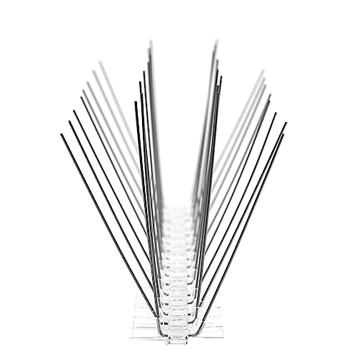 Bird B Gone - Pre-Assembled EnviroSpike Stainless Steel Anti Bird Spikes (50') - UV-Stabilized Polycarbonate Base - Humane Deterrent - Stops Pigeons & Birds from Roosting On Rooftops, Ledges, Fences