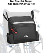 JOYTUTUS Wheelchair Bag, Wheelchair Backpack, Wheelchair Accessories Bag with Cup Holder, Storage Bag with Reflective Stripe and Shoulder Strap for Walker Rollator (14.6 * 13.8 * 5.5 in)