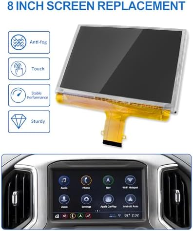 8" Touch Screen with LCD Digitizer Navigation Radio Replacement for Chevy GMC 2014-2018 Silverado Sierra, 2015-2019 Tahoe Yukon Suburban Colorado Canyon, 2017-2019 Acadia Terrain Replace # DJ080PA-01A