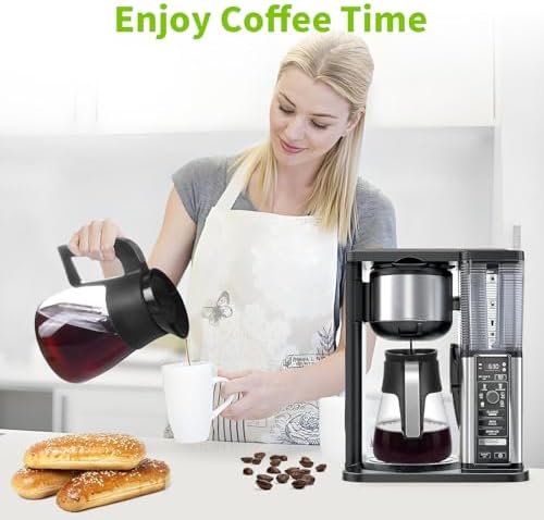 CM401 10-Cup Coffee Pot Replacement for Ninja Specialty Hot & Iced Coffee Maker, Compatible with Ninja CM400 CM371 CFN601 CFP101 CP300 CP301, Glass Carafe with Brew-Through Lid