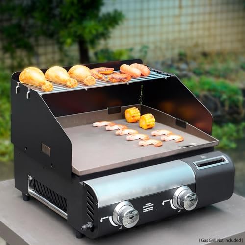 Stanbroil Griddle Wind Guard and Warming Rack for Cuisinart CGG-501 Gourmet Gas Grill, Foldable Wind Screen with Stainless Steel Cooking Grid, Griddle Accessories Kit for Cuisinart