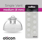 Genuine Oticon Hearing Aid Domes MiniFit Single Vent Bass 8mm (0.31 inches - Medium), Oticon Branded OEM Denmark Replacements, Authentic Accessories for Optimal Performance - 2 Pack / 20 Domes Total