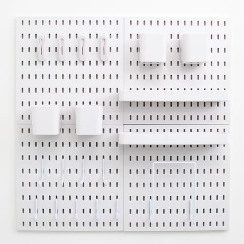 Pegboard Combination Kit,Pegboard Wall Organizer, Peg board Wall Mounted ,Pegboard for Wall, 25.2" x 25.2" White Pegboard 20 Accessories for Organize Home, Office, And Gaming Setup