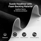 Suede Auto Headliner Fabric 96" L × 60" W with Foam Backing - Black Interior Replacement Material for Car/Truck/SUV/RV Roof, Tube Packaging - Home Repair/DIY Headliner Material