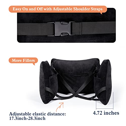 Oak Leaf Post Mastectomy Pillow for Recovery Gift for Mastectomy Patients with 4 Pockets to Support Breast Surgery Healing for Sleeping, Recovery, Seatbelt Protection (Pure Black(Upgraded))