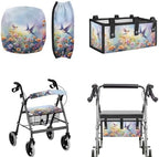 LedBack Universal Walker Accessories Hummingbird Daisy Walker Seat Covers Rollator Walker Seat and Backrest Covers Underseat Pouch Tote for Rolling Walkers
