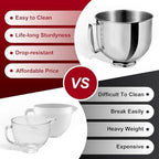 Stainless Steel Stand Mixer Bowl 5 QT For KitchenAid Artisian&Classic Stand Mixeres, Replacement Bowl For KitchenAid Mixers (5 QT)