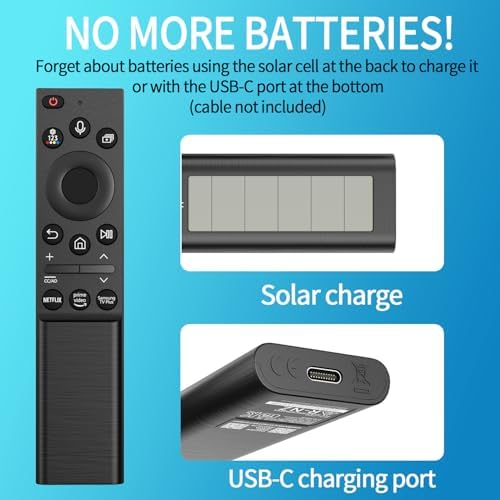 BN59-01357A BN59-01357F BN59-01357P Solar Voice Remote Replacement for Samsung Frame Smart TV Remote with Rechargeable Solar Cell