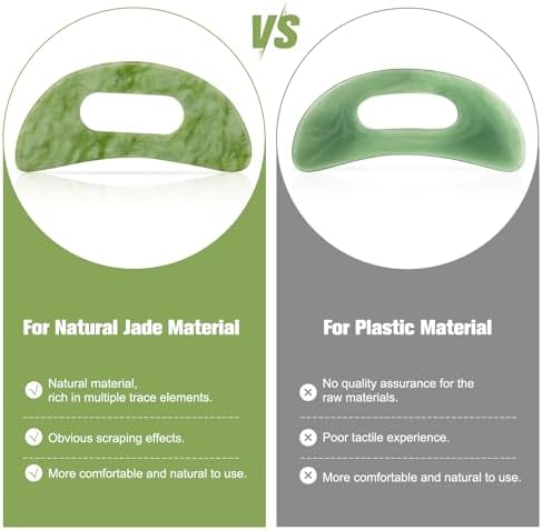 Jade Stone Gua Sha Massage Tool Set Larger Guasha Board with Handle Muscle Scraping Massage Tools Facial Anti Cellulite Spa Acupuncture Tools for Back Neck Face Leg Massage, Lymphatic Drainage