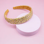 FROG SAC Glitter Headbands for Girls, Gold, Hair Accessories for Little Girl, Sparkly Wide Yellow Hair Band for Kids, Cute Alice Headband for Toddler Children, Thick Sparkle Bling Hairband