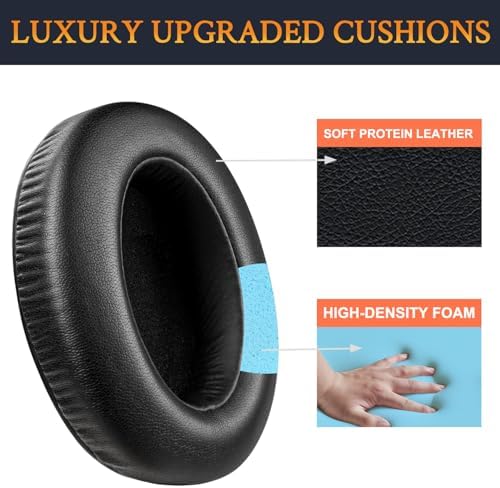 SOULWIT Earpads Cushions Replacement for Sony WH-XB910 XB910N Extra Bass Noise Cancelling Headphones, for Sony WHXB910N Headset, Ear Pads with Soft Protein Leather, Noise Isolation Foam - Black